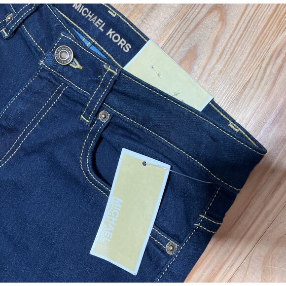 NWT Michael Kors MK Logo Izzy Skinny Jeans Basics Overdyed Indigo Pants Size 8 - Picture 3 of 9